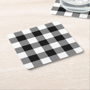 Dessous De Verre Carré Plaid Vichy Buffle Noir Blanc Maison de Campagne R