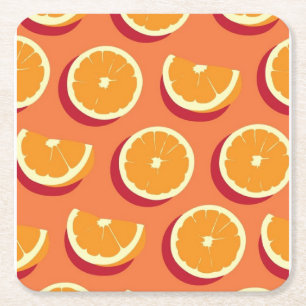 Dessous De Verre Carré "Plaisir aux agrumes : Vibrant Orange Fruit Print