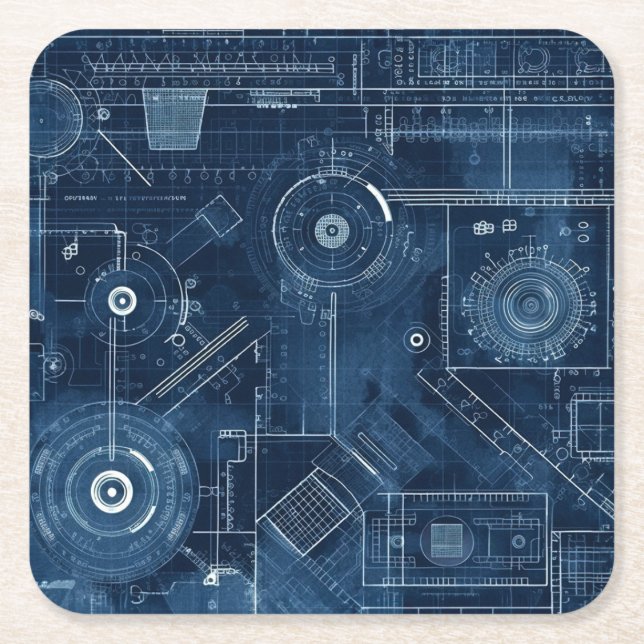 Dessous De Verre Carré Plan directeur technique Dessin géométrique (Devant)