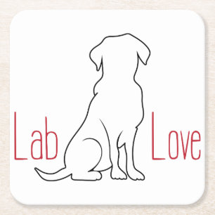 Dessous De Verre Carré Plan du chien d'amour du laboratoire