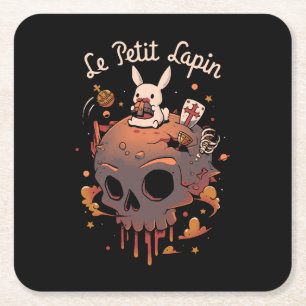 Dessous De Verre Carré Planète Lapin - Prince Lapin Blanc