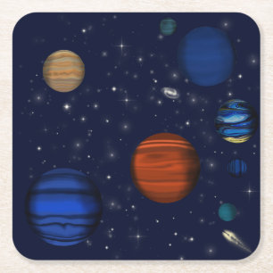 Dessous De Verre Carré Planètes et galaxies dans l'espace