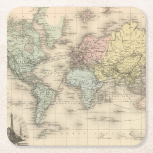 Dessous De Verre Carré Planisphere