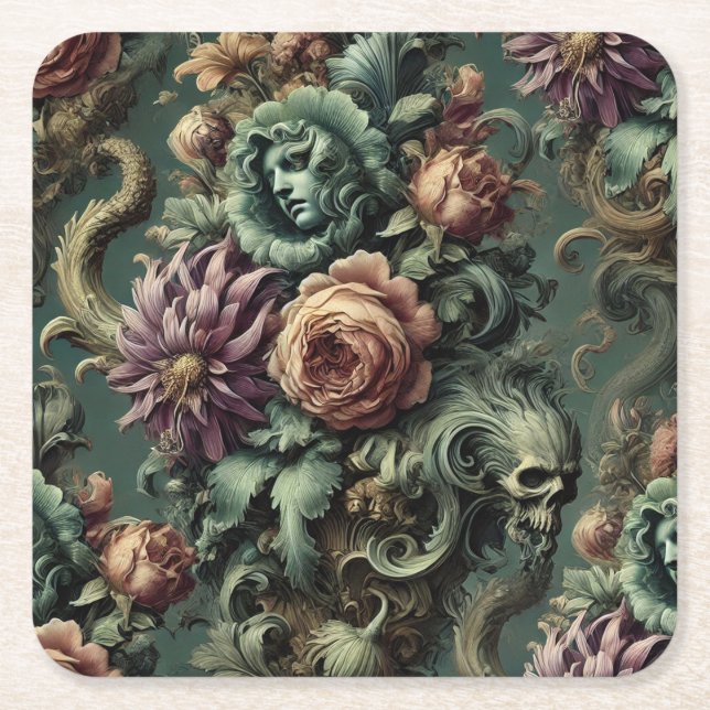Dessous De Verre Carré Plante et pandemonium - gothique baroque (Devant)