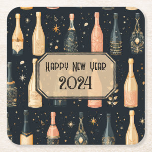 Dessous De Verre Carré Plaques de fête du Nouvel An - Champagne Design