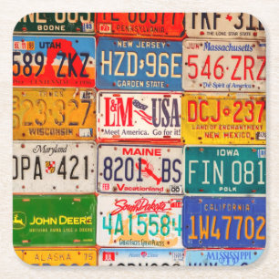 Dessous De Verre Carré Plaques de licence américaines Art America