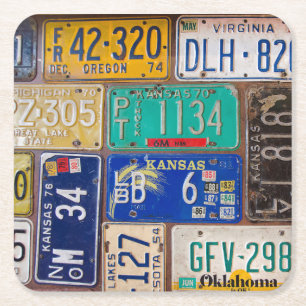 Dessous De Verre Carré Plaques de licence Retro Rusty