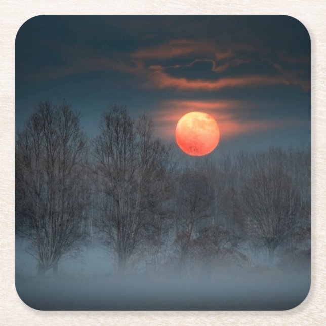 Dessous De Verre Carré Pleine lune | Novembre à Scalenghe, Italie (Devant)