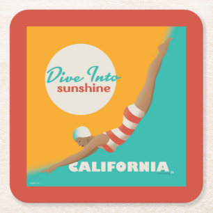Dessous De Verre Carré Plongez Dans Le Soleil Californie