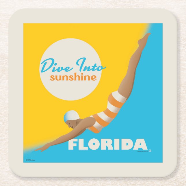 Dessous De Verre Carré Plongez Dans Le Soleil | Floride (Devant)
