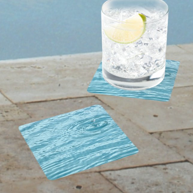 Dessous De Verre Carré Pluie sur Piscine d'eau Aqua Blue (Créateur téléchargé)