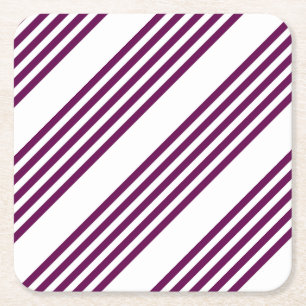 Dessous De Verre Carré Plum et blanc cinq bandes motif