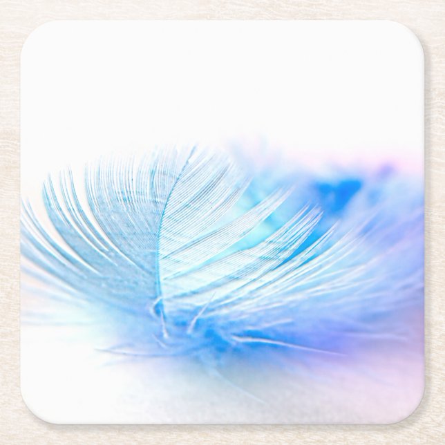 Dessous De Verre Carré Plume de plume d'oiseaux bleus (Devant)