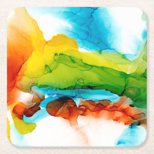 Dessous De Verre Carré Plume primaire - aquarelles