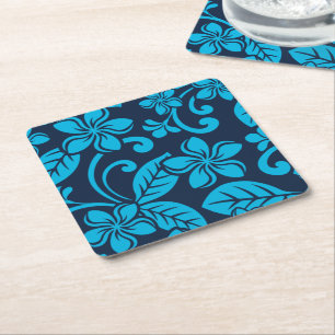 Dessous De Verre Carré PLUMÉRIE DE L'ÎLE (Bleu x 2)
