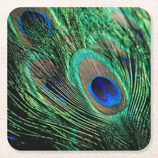 Dessous De Verre Carré Plumes de paon chanceuses (Devant)