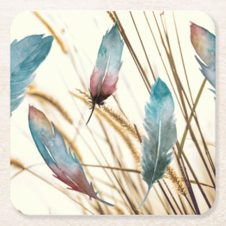 Dessous De Verre Carré Plumes et herbe