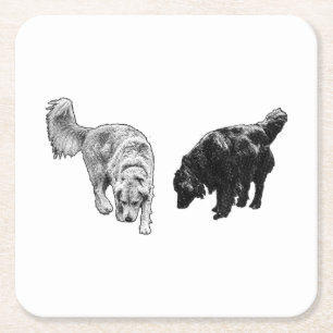 Dessous De Verre Carré Poignée de point d'aération — Retriever Duo