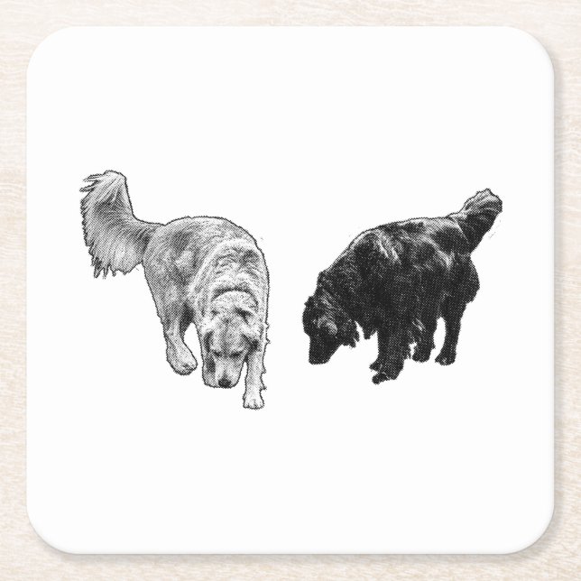 Dessous De Verre Carré Poignée de point d'aération — Retriever Duo (Devant)