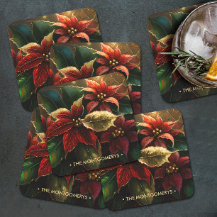 Dessous De Verre Carré Poinsettias Noël