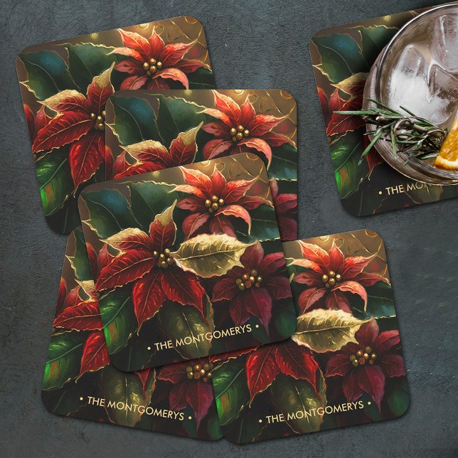 Dessous De Verre Carré Poinsettias Noël (Créateur téléchargé)