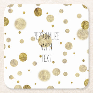 Dessous De Verre Carré Points Gold Bokeh Confetti