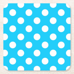 Dessous De Verre Carré Pois blancs sur bleu électrique