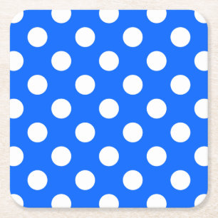 Dessous De Verre Carré Pois blancs sur bleu royal