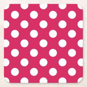 Dessous De Verre Carré Pois blancs sur cerise