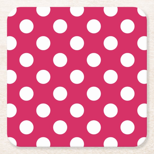 Dessous De Verre Carré Pois blancs sur cerise (Devant)