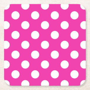Dessous De Verre Carré Pois blancs sur fuchsia