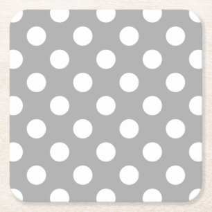Dessous De Verre Carré Pois blancs sur gris