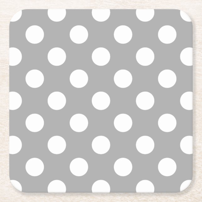 Dessous De Verre Carré Pois blancs sur gris (Devant)