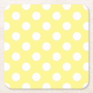 Dessous De Verre Carré Pois blancs sur jaune citron