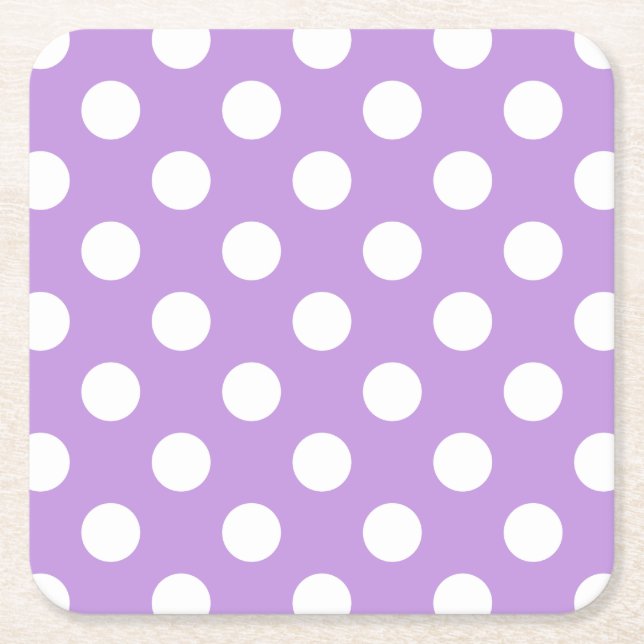 Dessous De Verre Carré Pois blancs sur lilas (Devant)