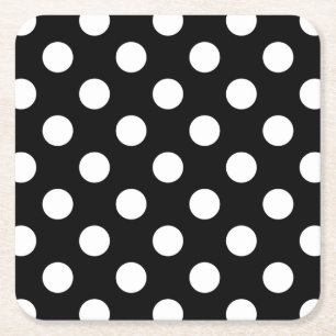 Dessous De Verre Carré Pois blancs sur noir