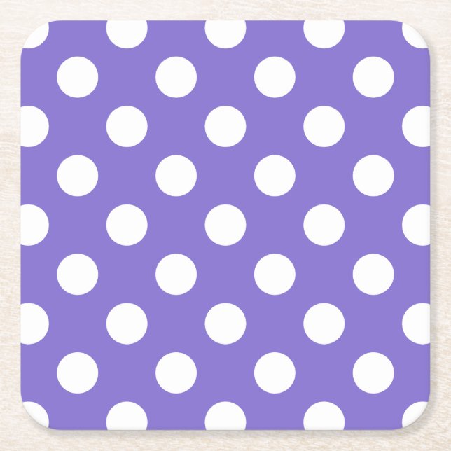 Dessous De Verre Carré Pois blancs sur perwinkle (Devant)