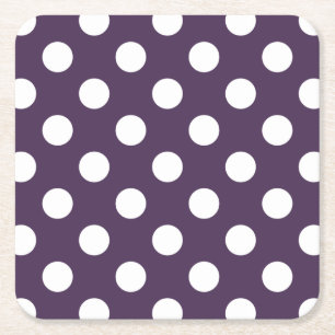 Dessous De Verre Carré Pois blancs sur prune violette