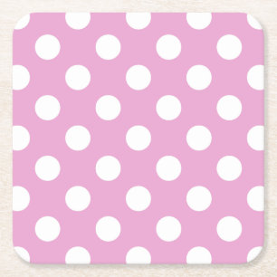 Dessous De Verre Carré Pois blancs sur rose pâle