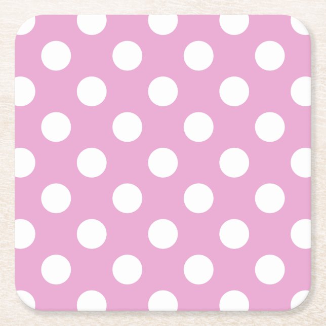 Dessous De Verre Carré Pois blancs sur rose pâle (Devant)