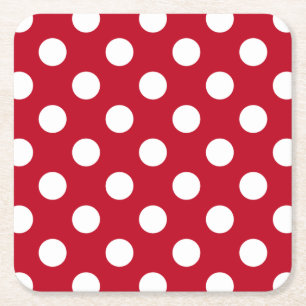 Dessous De Verre Carré Pois blancs sur rouge