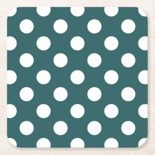 Dessous De Verre Carré Pois blancs sur turquoise