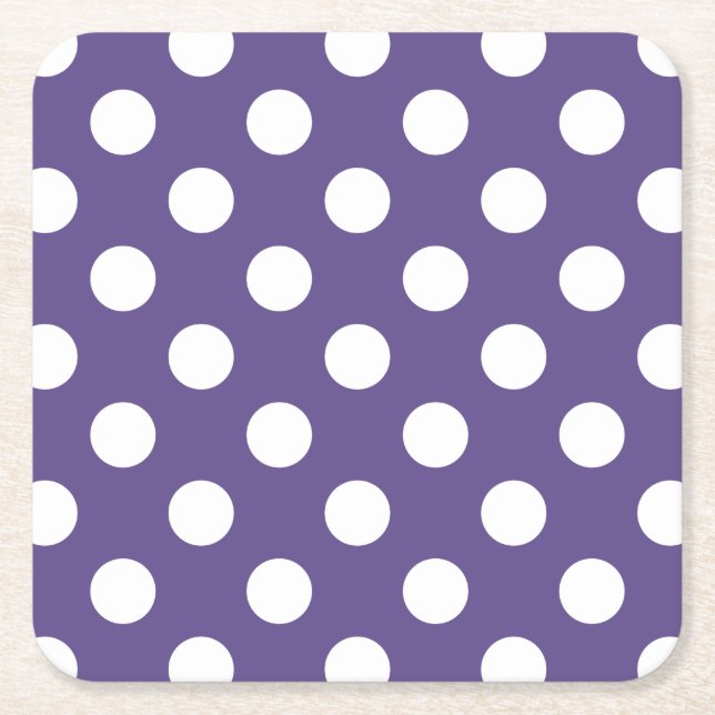Dessous De Verre Carré Pois blancs sur ultra violet (Devant)