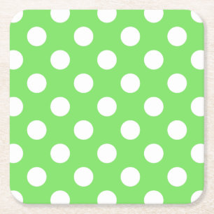 Dessous De Verre Carré Pois blancs sur vert pomme