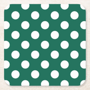 Dessous De Verre Carré Pois blancs sur vert sauge
