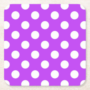 Dessous De Verre Carré Pois blancs sur violet clair