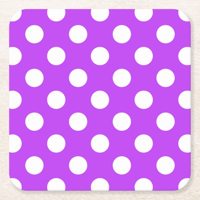 Dessous De Verre Carré Pois blancs sur violet clair (Devant)
