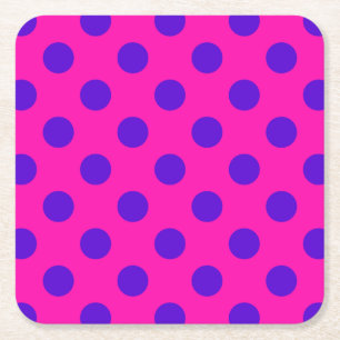 Dessous De Verre Carré Pois bleus sur fuchsia