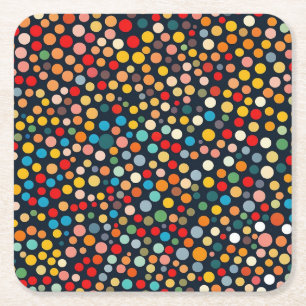 Dessous De Verre Carré Pois colorés sur Arrière - plan foncé