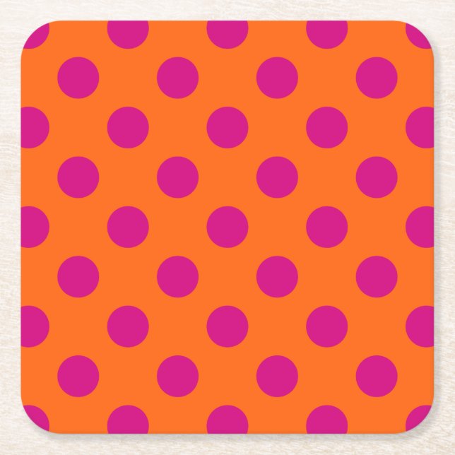 Dessous De Verre Carré Pois Fuchsia orange (Devant)